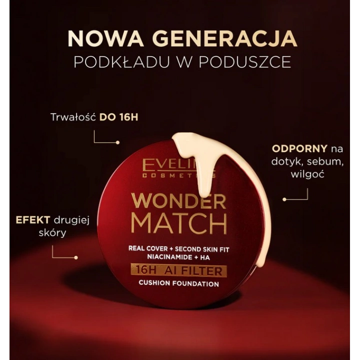 EVELINE Wonder Match Cushion Foundation podkład do twarzy kryjący 04W Beige 15ml