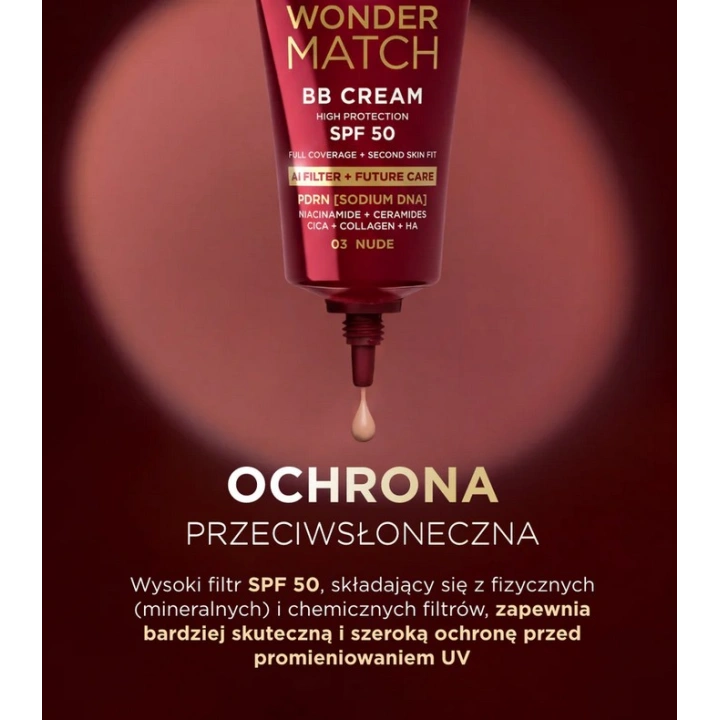 EVELINE Wonder Match BB Cream krem do twarzy SPF50 03 Nude 30ml