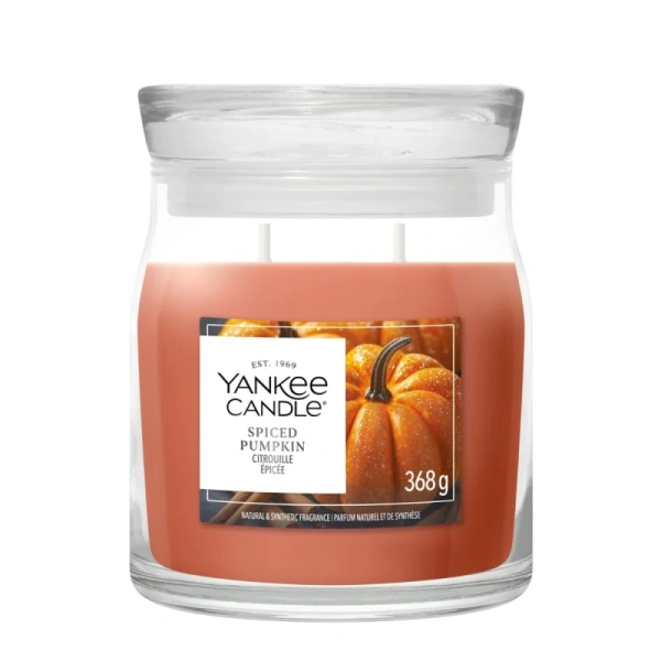 YANKEE CANDLE Signature New Średnia świeca w słoiku SPICED PUMPKIN 368g