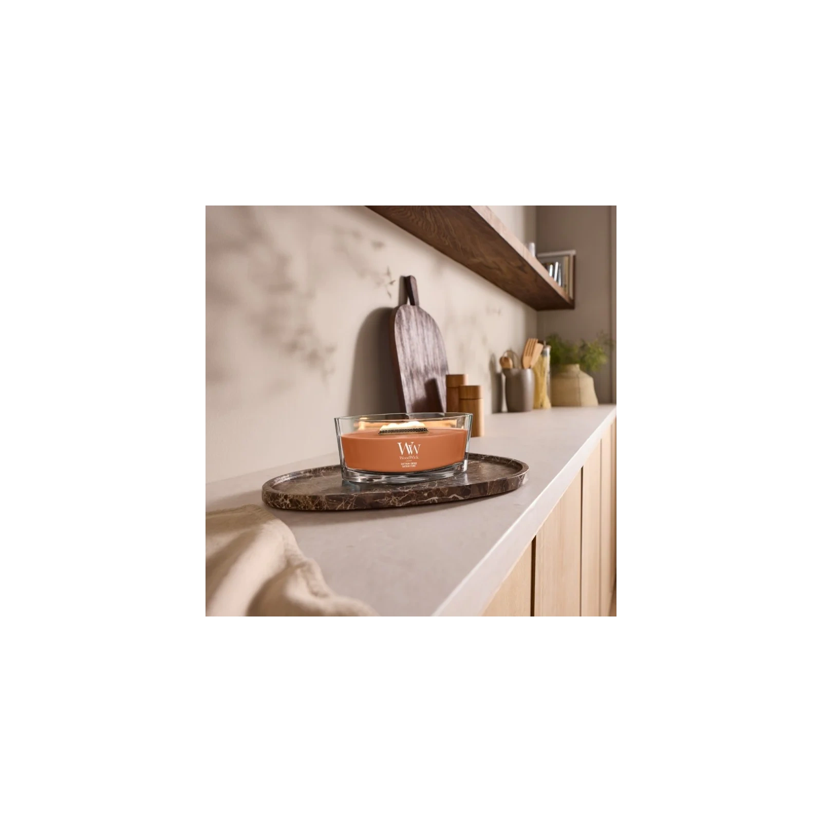 WOODWICK Core Hearthwick świeca w słoiku elipsa SAFFRON SMOKE 453g
