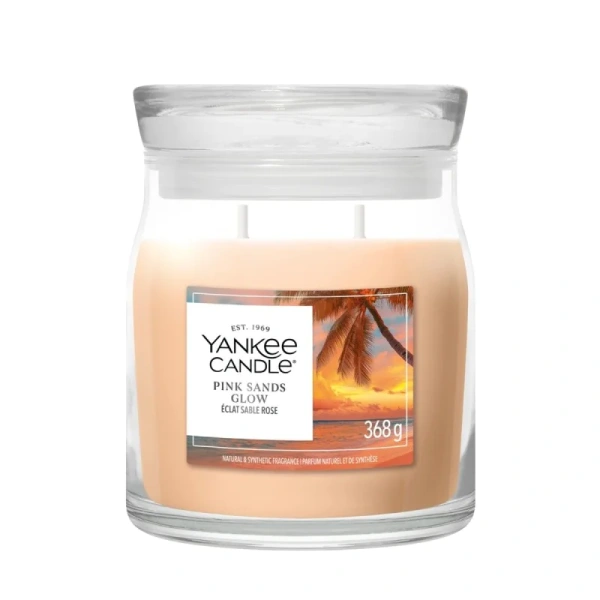 YANKEE CANDLE Signature New Średnia świeca w słoiku PINK SANDS GLOW 368g