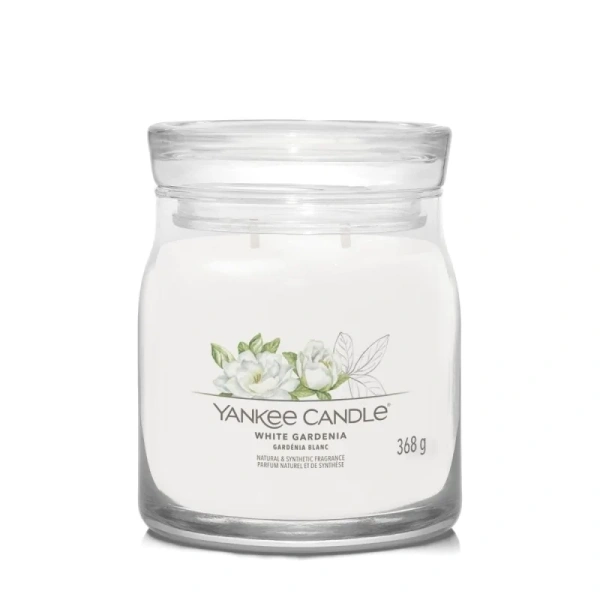 YANKEE CANDLE Signature Średnia świeca w słoiku WHITE GARDENIA 368g