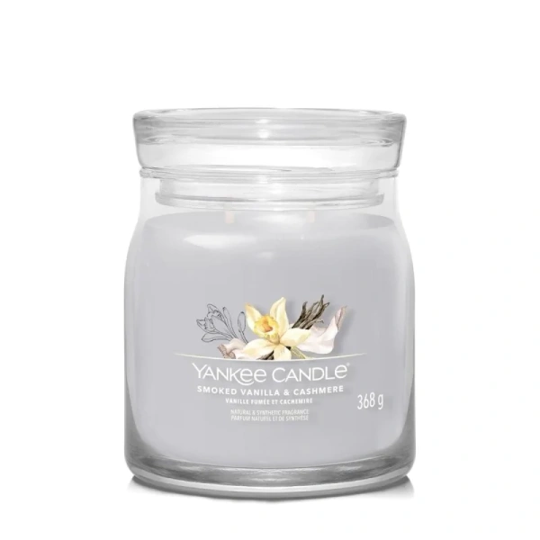 YANKEE CANDLE Signature Średnia świeca w słoiku SMOKED VANILLA & CASHMERE 368g
