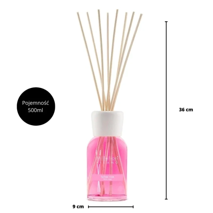 MILLEFIORI MILANO Diffuser pałeczki zapachowe LYCHEE ROSE 500ml