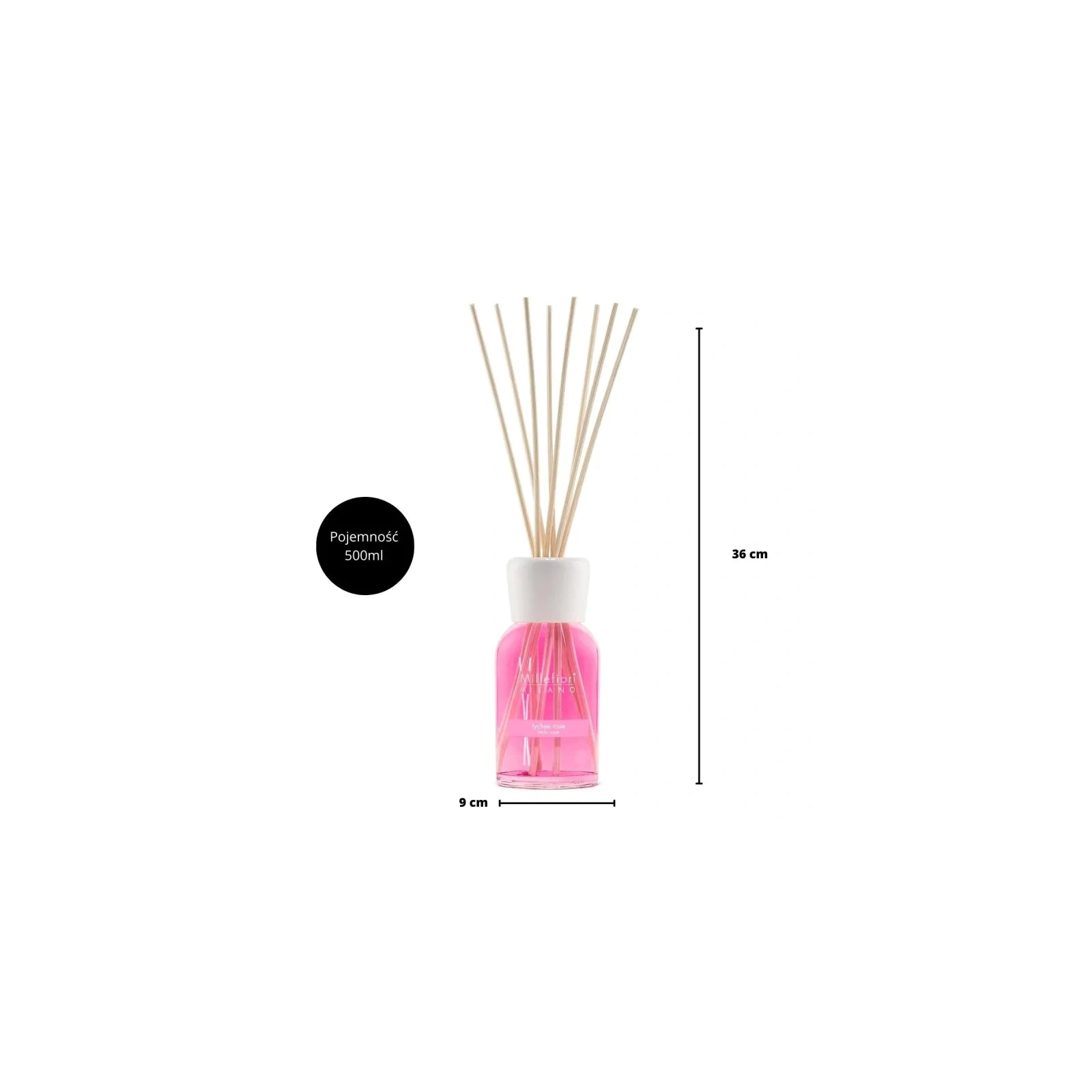 MILLEFIORI MILANO Diffuser pałeczki zapachowe LYCHEE ROSE 500ml