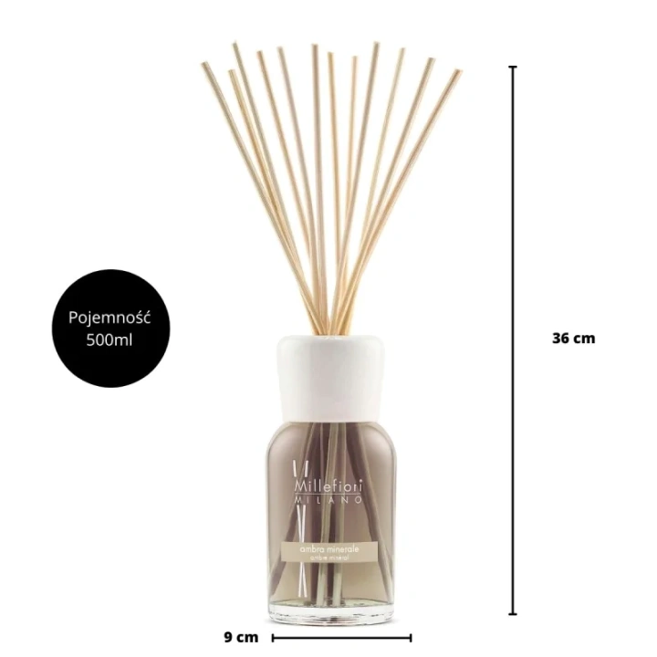 MILLEFIORI MILANO Diffuser pałeczki zapachowe AMBRA MINERALE 500ml