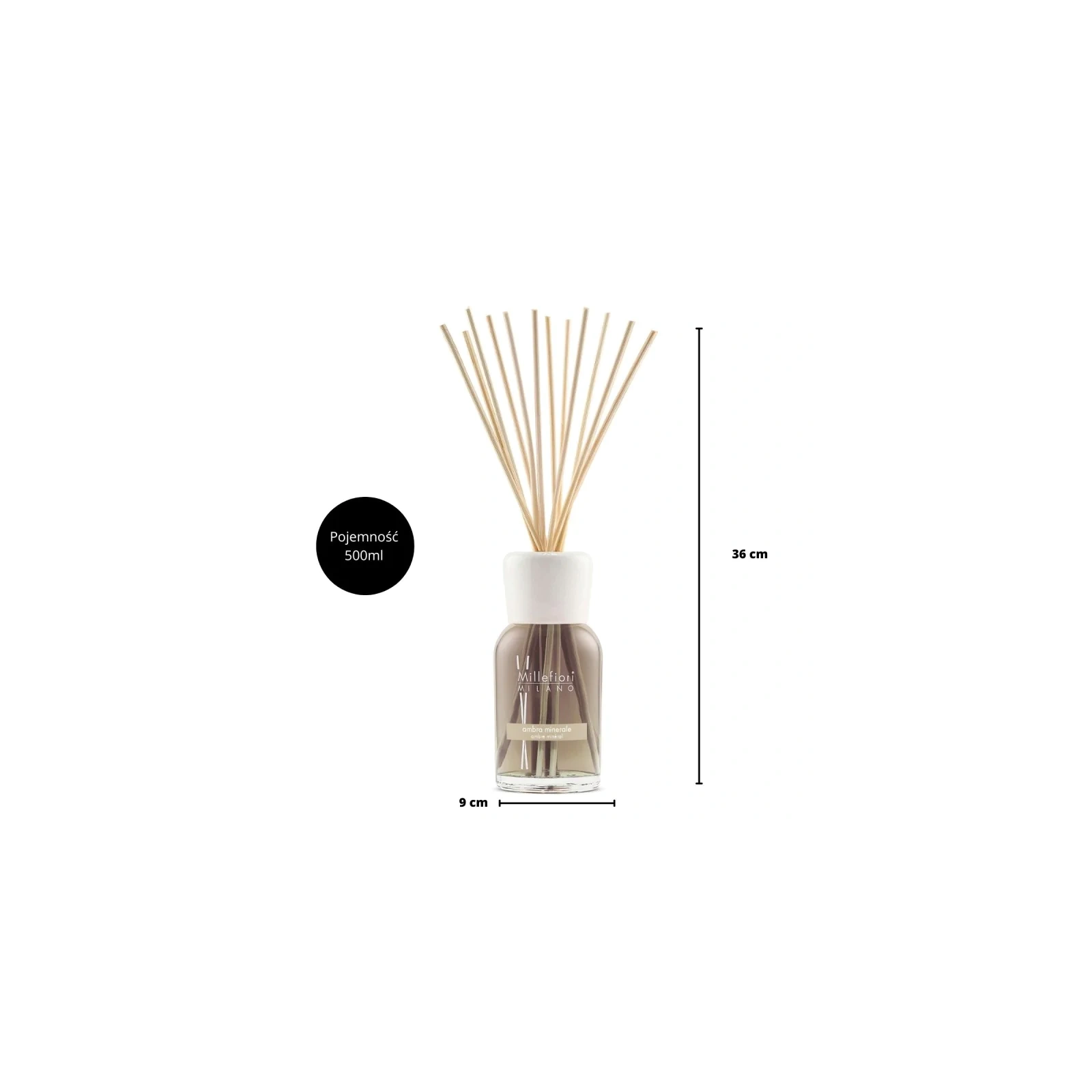 MILLEFIORI MILANO Diffuser pałeczki zapachowe AMBRA MINERALE 500ml