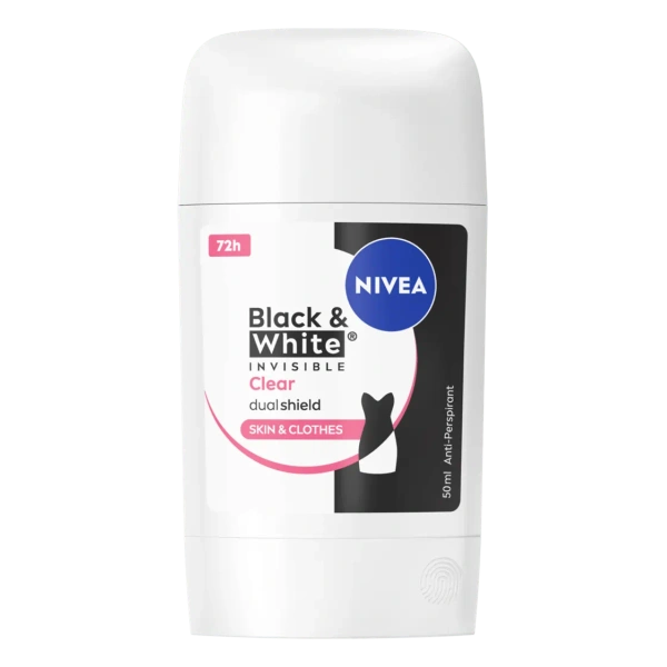 NIVEA Women dezodorant antyperspirant w sztyfcie 72h Black & White Clear 50ml