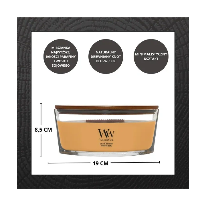 WOODWICK Core Hearthwick świeca w słoiku elipsa GOLDEN BOURBON 453g