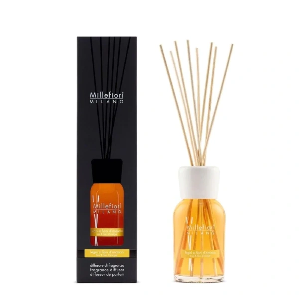 MILLEFIORI MILANO Diffuser Dyfuzor zapachowy z pałeczkami LEGNI E FIORI D'ARANCIO 250ml