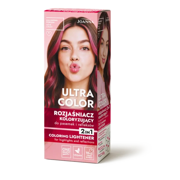 JOANNA Ultra Color rozjaśniacz koloryzujący do pasemek i refleksów 2w1 Malinowa Pokusa