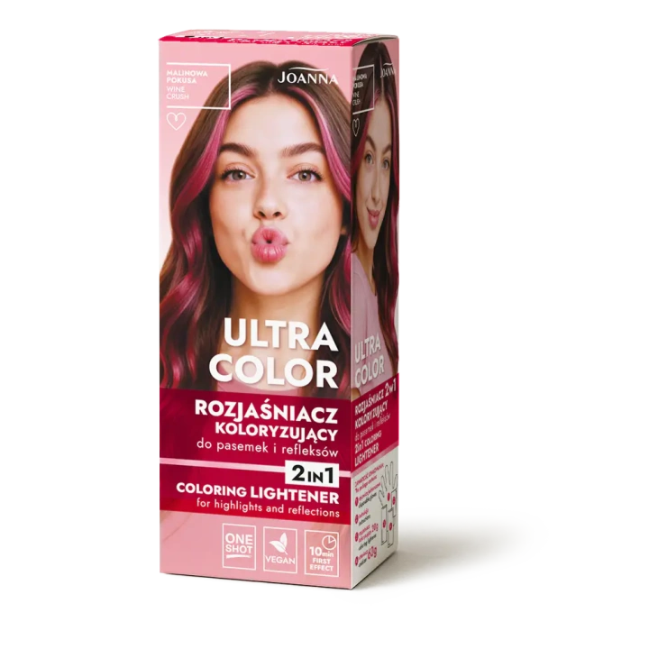 JOANNA Ultra Color rozjaśniacz koloryzujący do pasemek i refleksów 2w1 Malinowa Pokusa