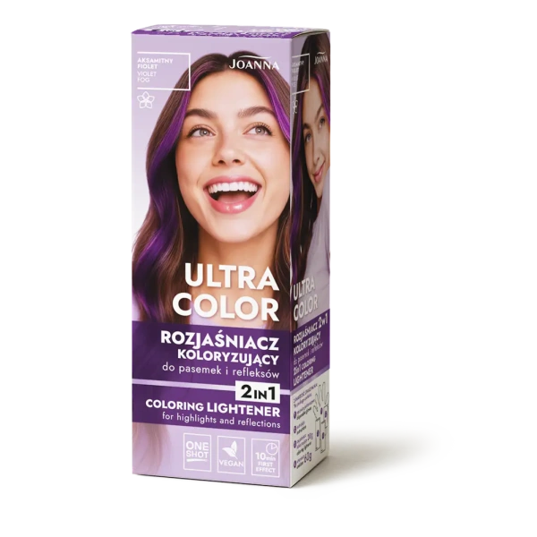 JOANNA Ultra Color rozjaśniacz koloryzujący do pasemek i refleksów 2w1 Aksamitny Fiolet
