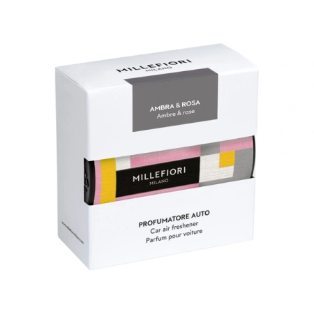 MILLEFIORI MILANO Car Icon Textile odświeżacz do auta AMBRA & ROSA 50g