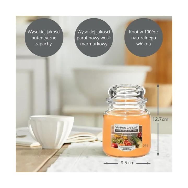 YANKEE CANDLE Home Inspiration Średnia świeca w słoiku EXOTIC FRUITS 340g