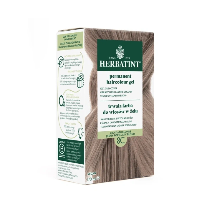 HERBATINT Ziołowa farba do włosów 8C Jasny Popielaty Blond