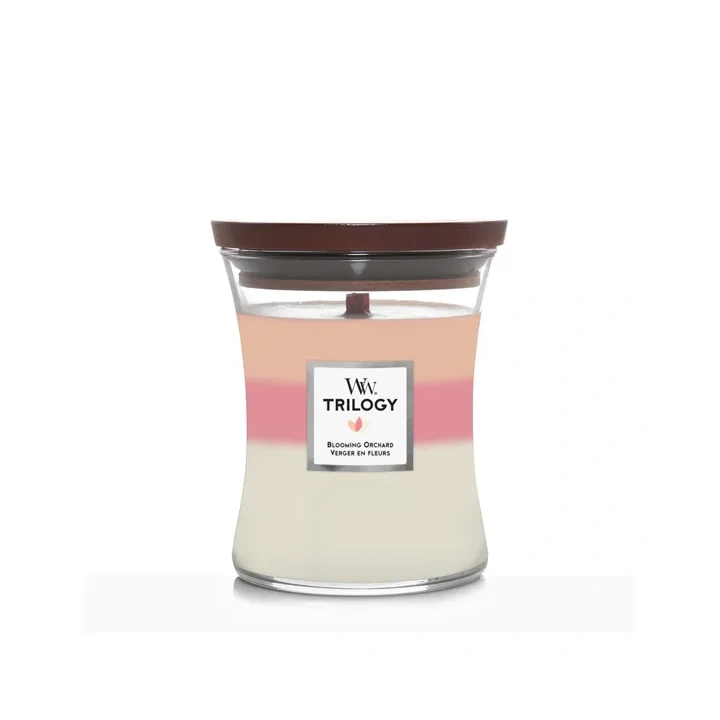 WOODWICK Trilogy Średnia świeca w słoiku BLOOMING ORCHARD 275g