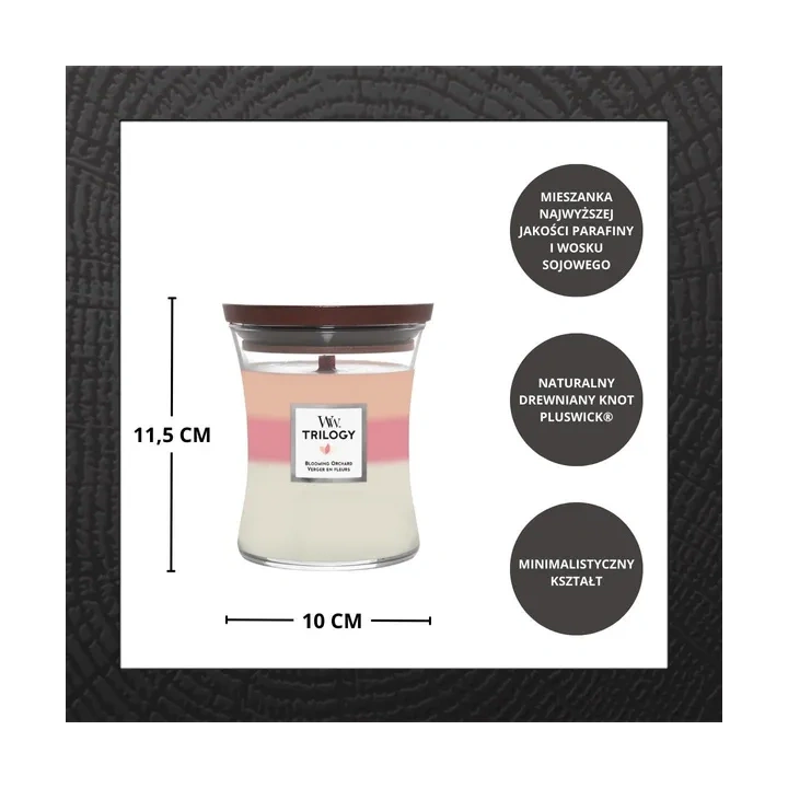 WOODWICK Trilogy Średnia świeca w słoiku BLOOMING ORCHARD 275g
