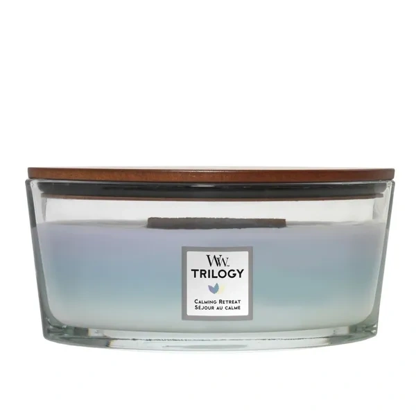WOODWICK Hearthwick Trilogy świeca w słoiku elipsa CALMING RETREAT 453g