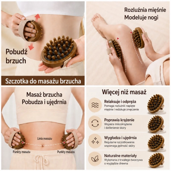 ECARLA ujędrniająca szczotka do masażu ciała i brzucha 8,2x7,5x10,8cm SCZ23