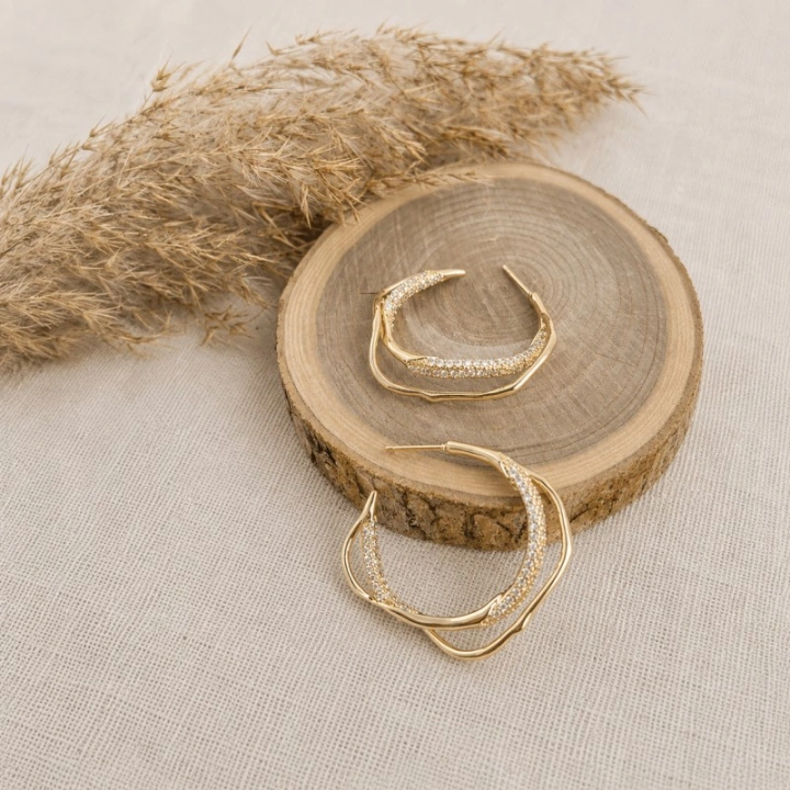ECARLA plecione kolczyki ze stali szlachetnej koła z cyrkoniami KST3724