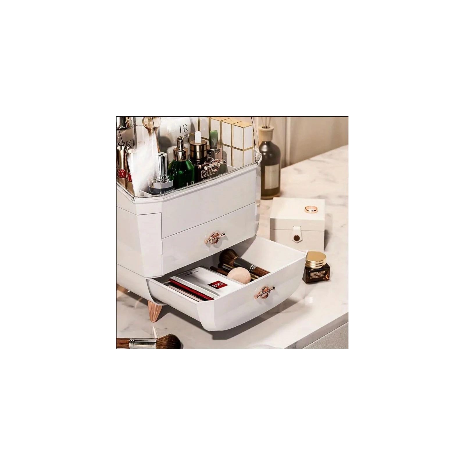 ECARLA organizer na kosmetyki z szufladkami XL biały 27x21x39cm CB76B