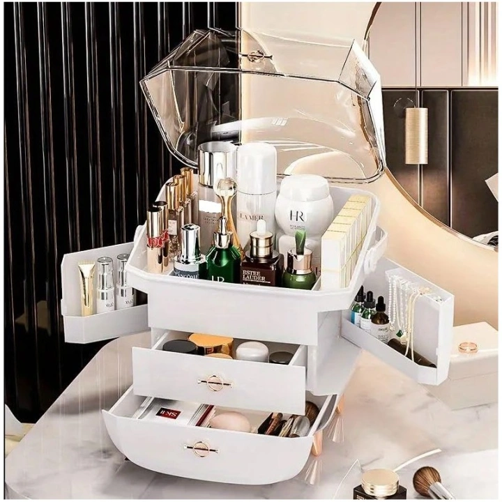 ECARLA organizer na kosmetyki z szufladkami XL biały 27x21x39cm CB76B