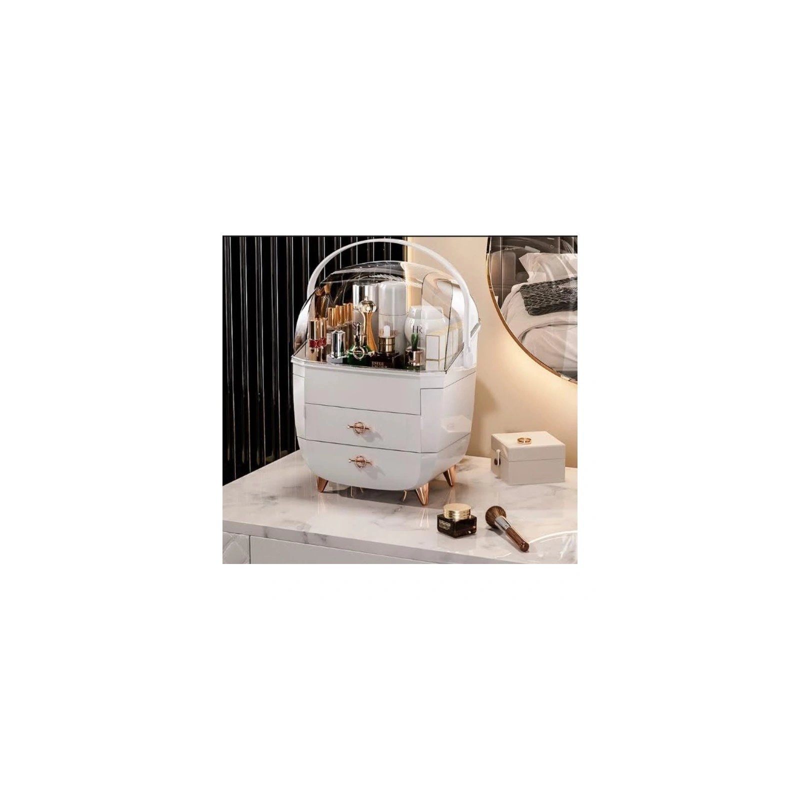 ECARLA organizer na kosmetyki z szufladkami XL biały 27x21x39cm CB76B