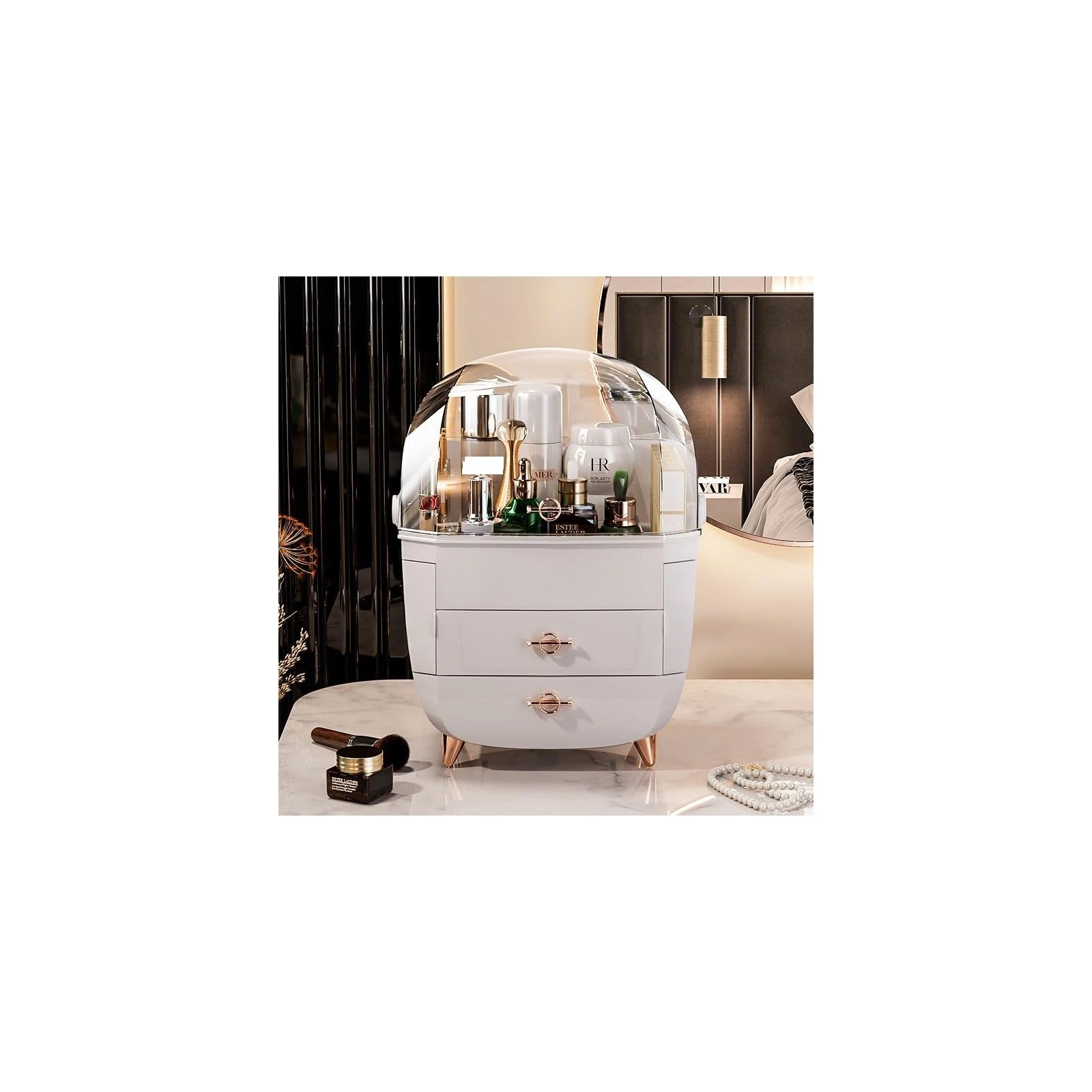 ECARLA organizer na kosmetyki z szufladkami XL biały 27x21x39cm CB76B