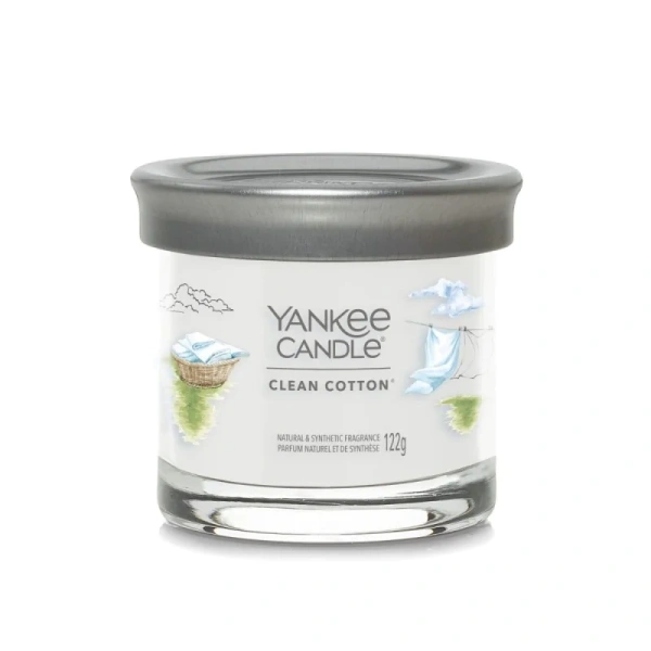 YANKEE CANDLE Signature Clean Cotton mała świeca zapachowa tumbler 122g