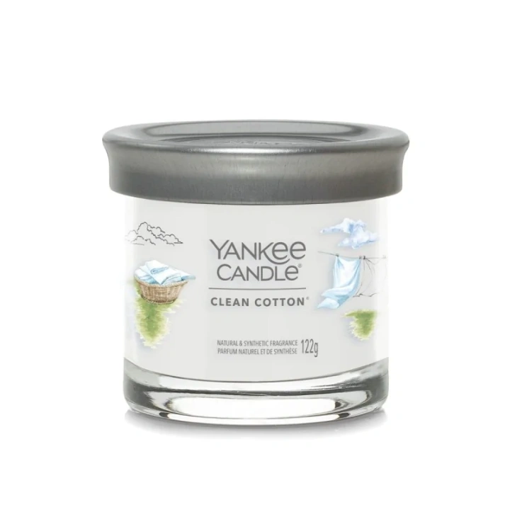 YANKEE CANDLE Signature Clean Cotton mała świeca zapachowa tumbler 122g