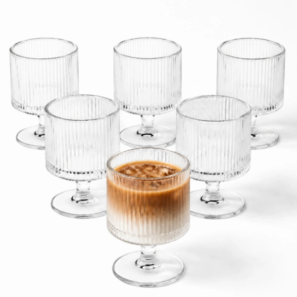 ECARLA zestaw szklanek ryflowane do deserów i drinków na nóżce SZK227ZESTAW6