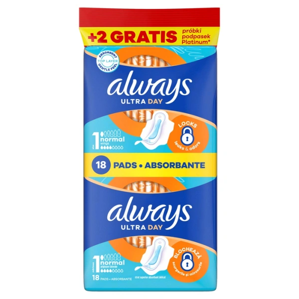 Always Ultra podpaski Day Normal 1 ze skrzydełkami 18+2 gratis 20szt