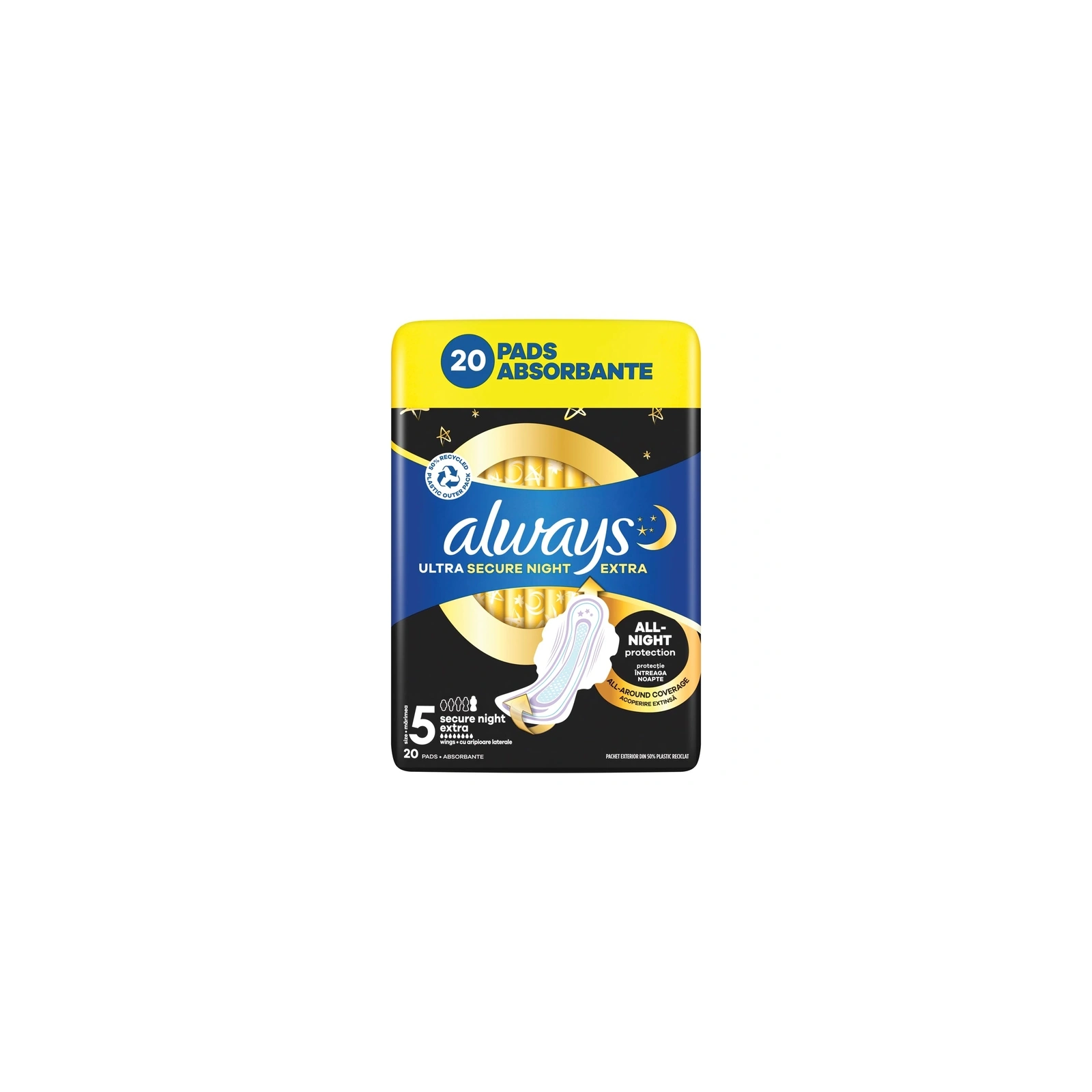 Always Ultra podpaski Secure Night Extra 5 ze skrzydełkami Quattro 4x5 20szt