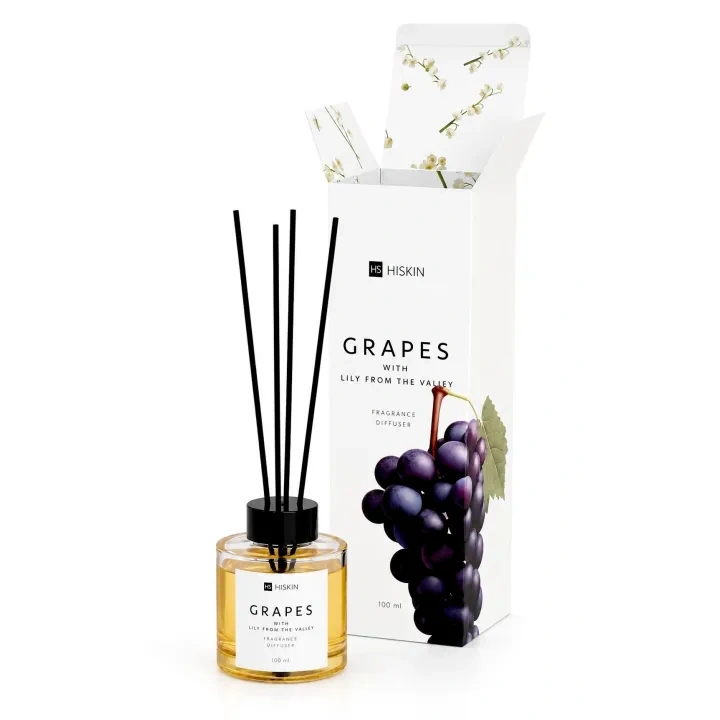 HISKIN Aroma dyfuzor zapachowy z patyczkami WINOGRONO & KONWALIA 100ml