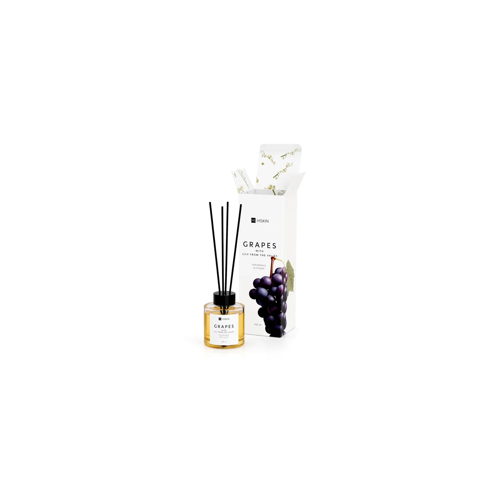 HISKIN Aroma dyfuzor zapachowy z patyczkami WINOGRONO & KONWALIA 100ml