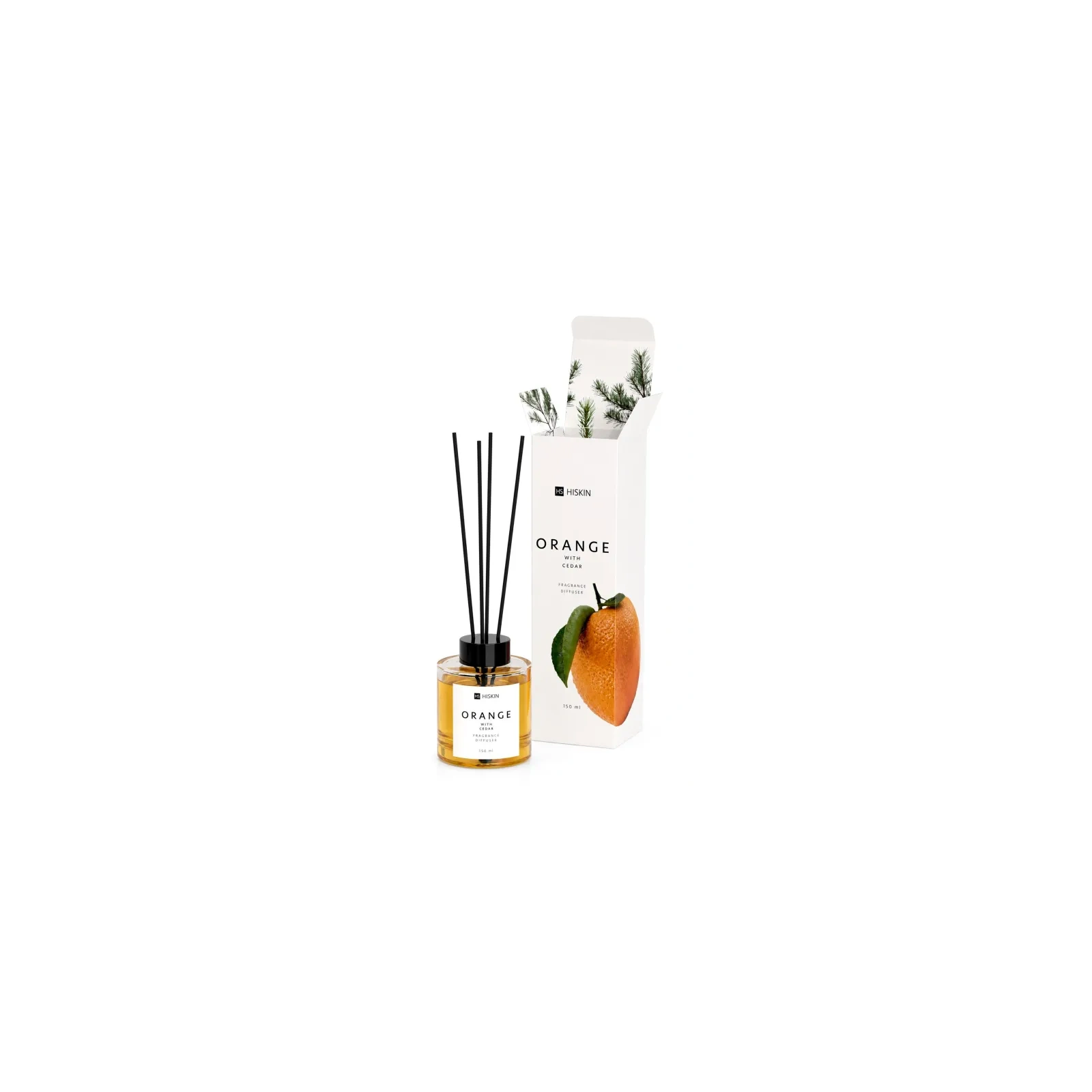 HISKIN Aroma dyfuzor zapachowy z patyczkami POMARAŃCZE & DRZEWO CEDROWE 100ml