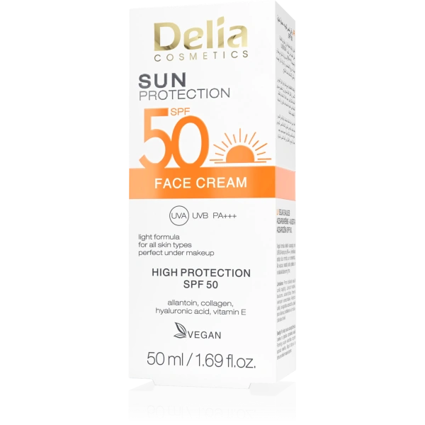 DELIA Sun lekki krem do twarzy z kwasem hialuronowym SPF50 50ml