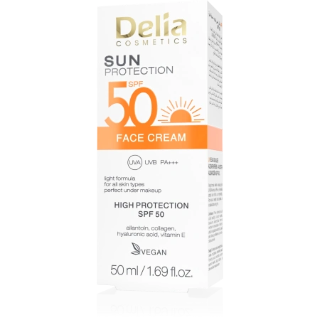 DELIA Sun lekki krem do twarzy z kwasem hialuronowym SPF50 50ml