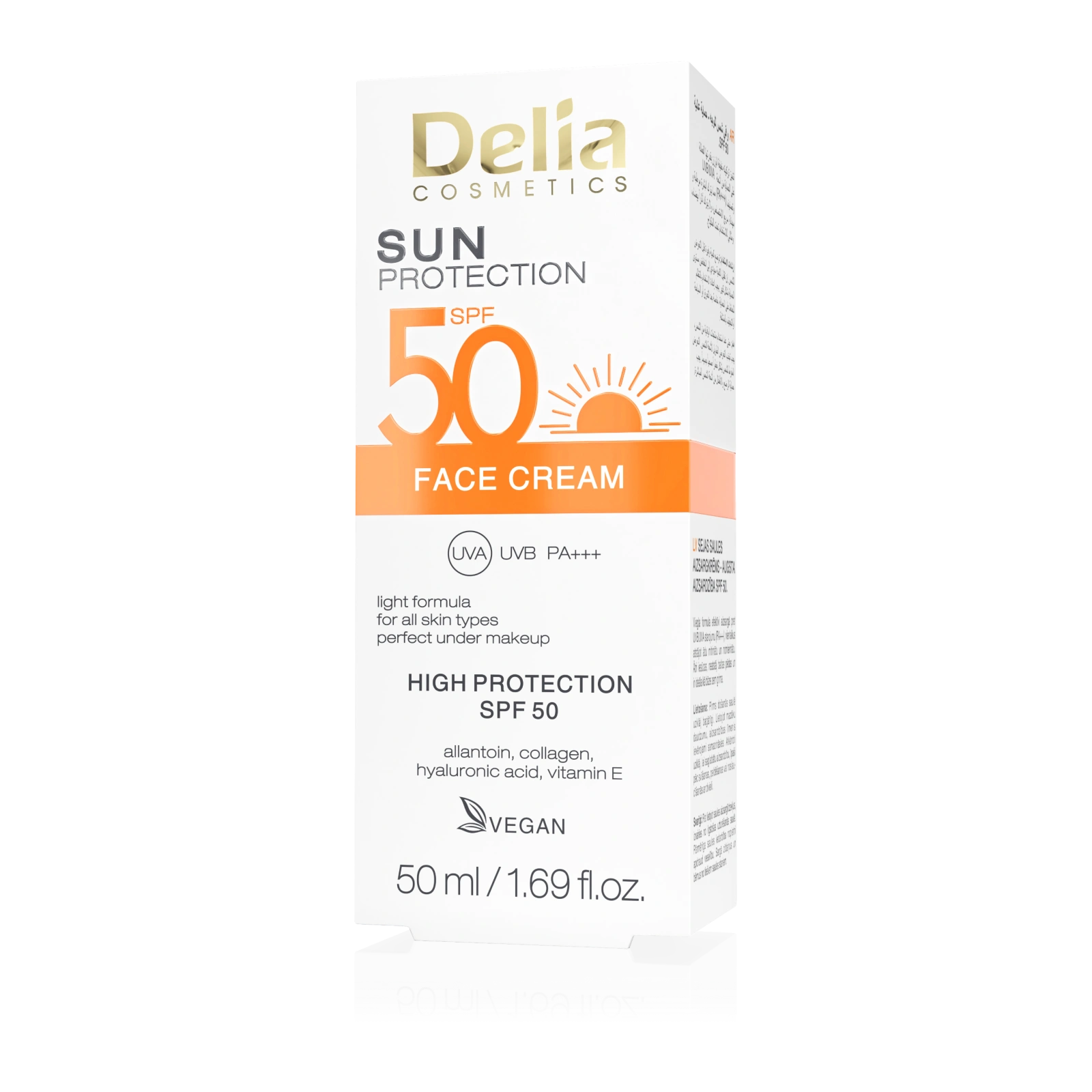 DELIA Sun lekki krem do twarzy z kwasem hialuronowym SPF50 50ml