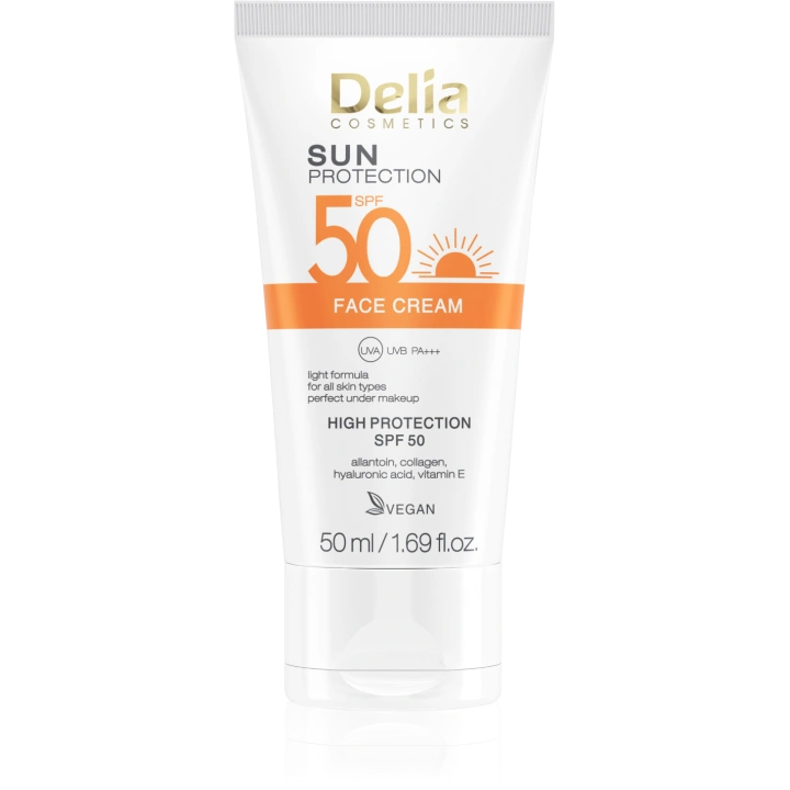 DELIA Sun lekki krem do twarzy z kwasem hialuronowym SPF50 50ml