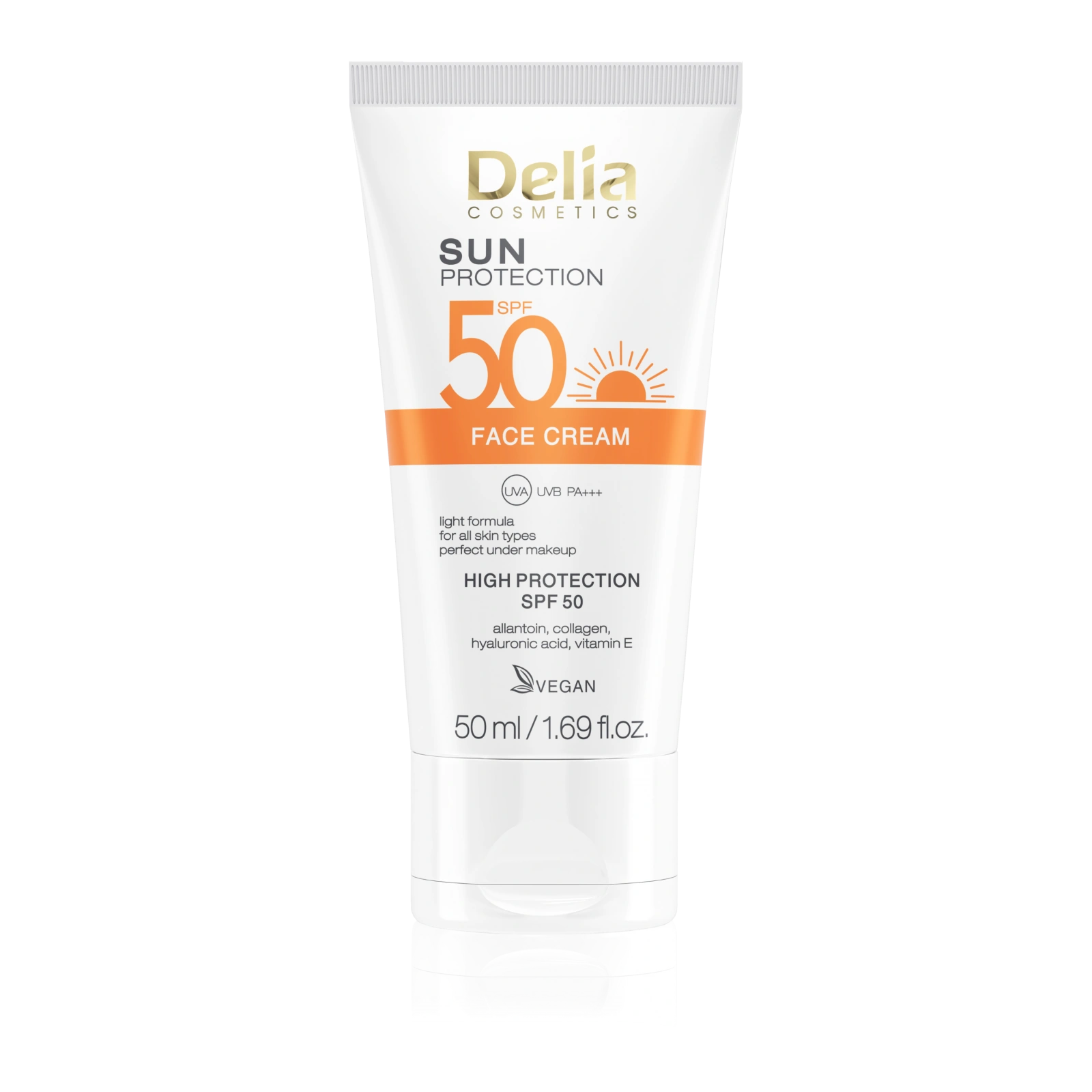 DELIA Sun lekki krem do twarzy z kwasem hialuronowym SPF50 50ml