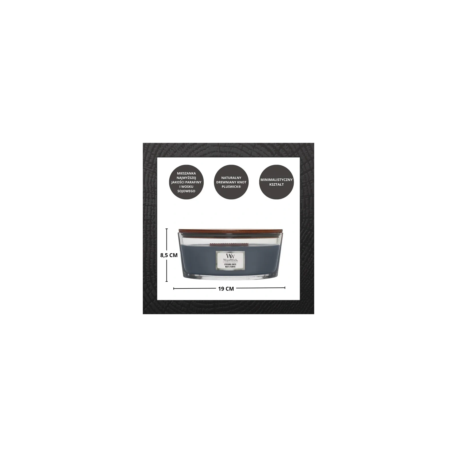 WOODWICK Core Hearthwick świeca w słoiku elipsa EVENING ONYX 453g