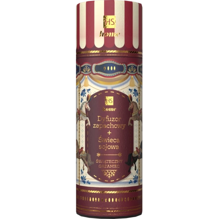 HISKIN Karuzela zestaw dyfuzor 80ml + świeca 100ml Świąteczny Grzaniec