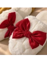 ECARLA świąteczne kapcie damskie z kokardą ocieplane rozmiar 40 PAN07R40