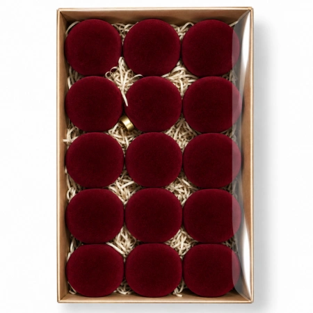 ECARLA bombki choinkowe 15szt welurowe bordowe śr. 7cm BSN84