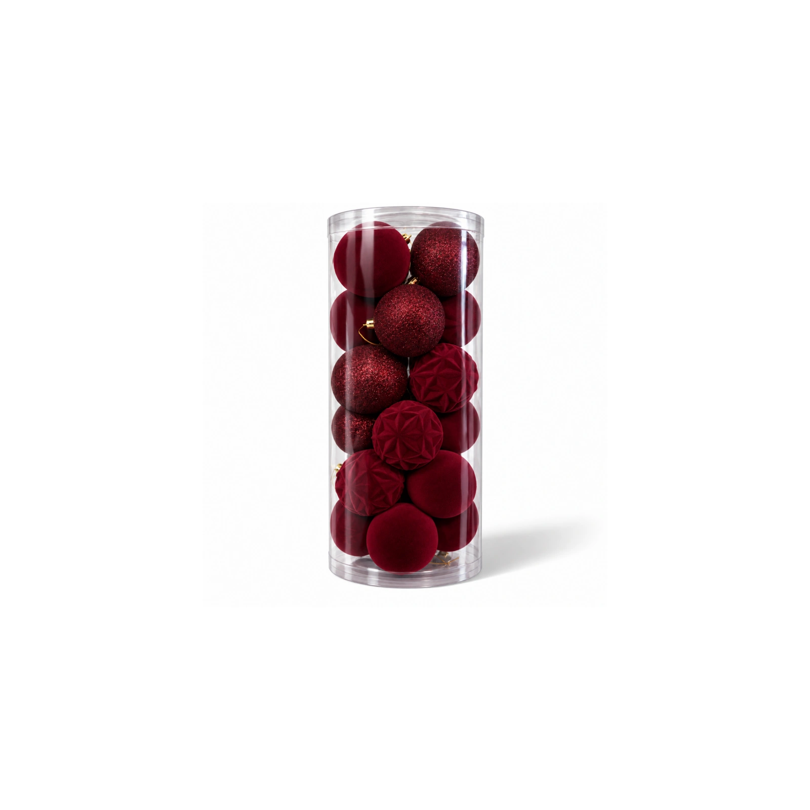 ECARLA bombki choinkowe 24szt welurowe bordowe śr. 8cm BSN86