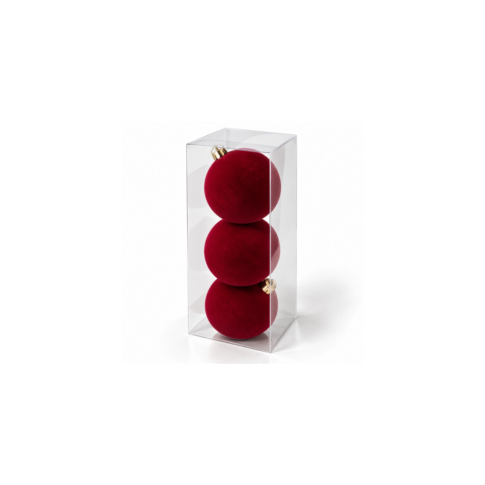 ECARLA bombki choinkowe 3szt welurowe bordowe gładkie śr. 12cm BSN85