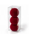 ECARLA bombki choinkowe 3szt welurowe bordowe gładkie śr. 12cm BSN85