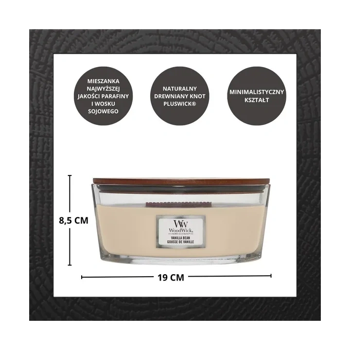 WOODWICK Core Hearthwick świeca w słoiku elipsa VANILLA BEAN 453g